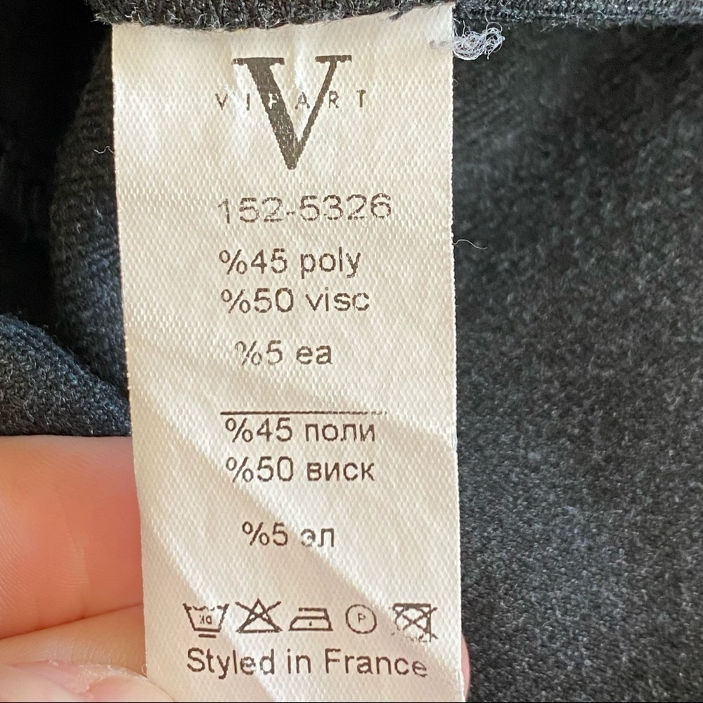 Vipart Black Mixed Media Pleated 3/4 Sleeve Dress Pockets France 36 US Small (6) - Picture 10 of 10